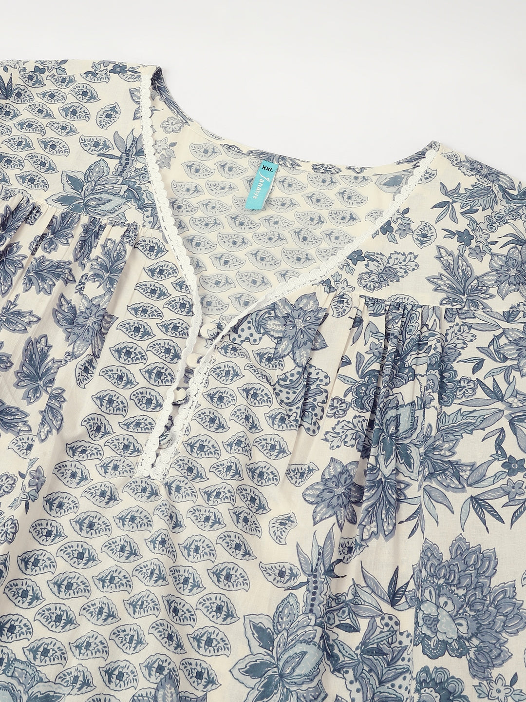 Janasya Light Cotton Floral A-Line Kurta Set