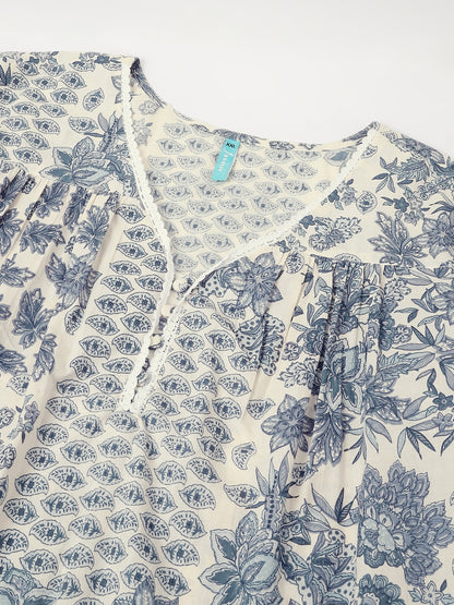 Janasya Light Cotton Floral A-Line Kurta Set - Distacart