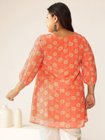 Thumbnail for Janasya Bright Georgette Floral A-Line Tunic