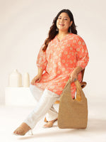 Thumbnail for Janasya Bright Georgette Floral A-Line Tunic