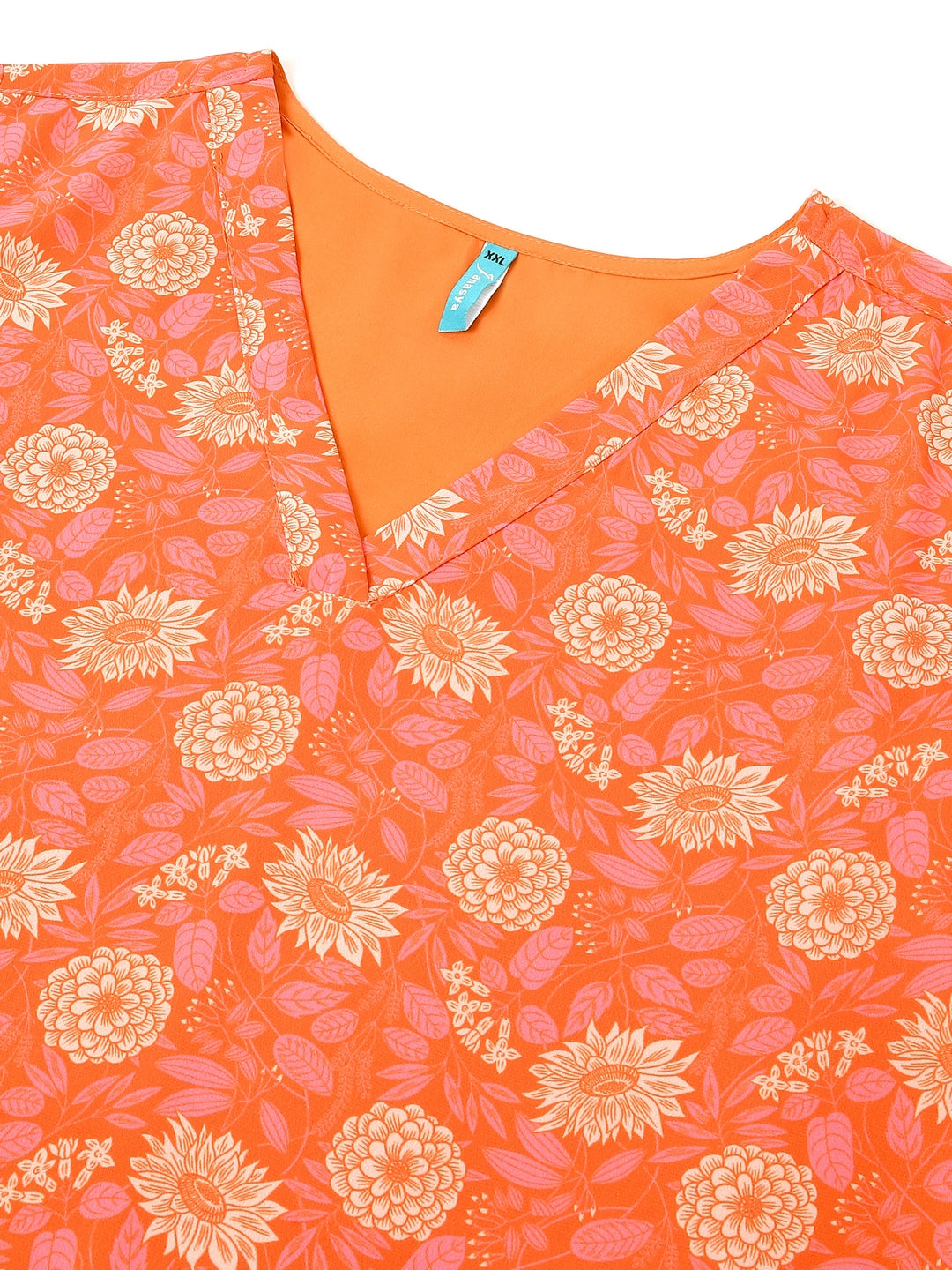 Janasya Bright Georgette Floral A-Line Tunic