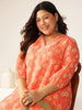 Janasya Bright Georgette Floral A-Line Tunic - Distacart