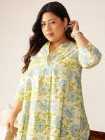 Thumbnail for Janasya Light Cotton Floral A-Line Tunic