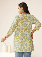 Thumbnail for Janasya Light Cotton Floral A-Line Tunic