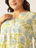 Thumbnail for Janasya Light Cotton Floral A-Line Tunic