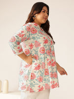 Thumbnail for Janasya Light Cotton Floral A-Line Tunic