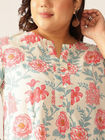 Thumbnail for Janasya Light Cotton Floral A-Line Tunic