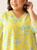 Thumbnail for Janasya Bright Georgette Floral A-Line Tunic