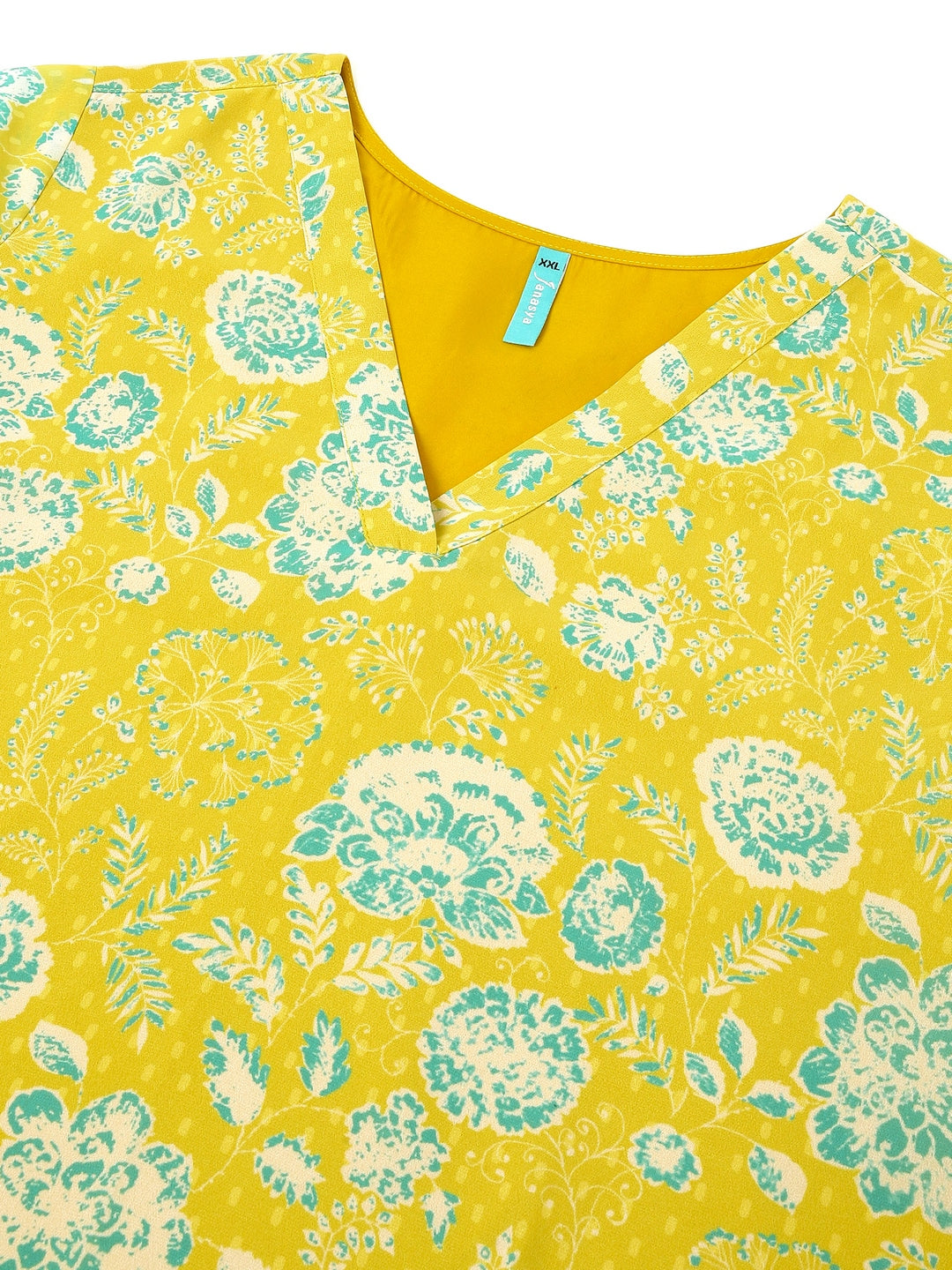 Janasya Bright Georgette Floral A-Line Tunic