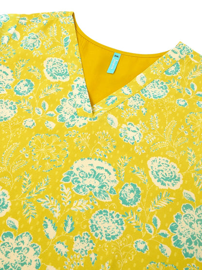 Janasya Bright Georgette Floral A-Line Tunic - Distacart
