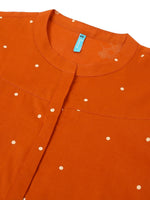 Thumbnail for Janasya Dark Cotton Floral A-Line Tunic