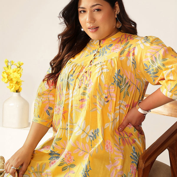 Janasya Light Cotton Tropical A-Line Tunic