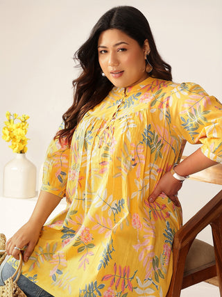 Janasya Light Cotton Tropical A-Line Tunic
