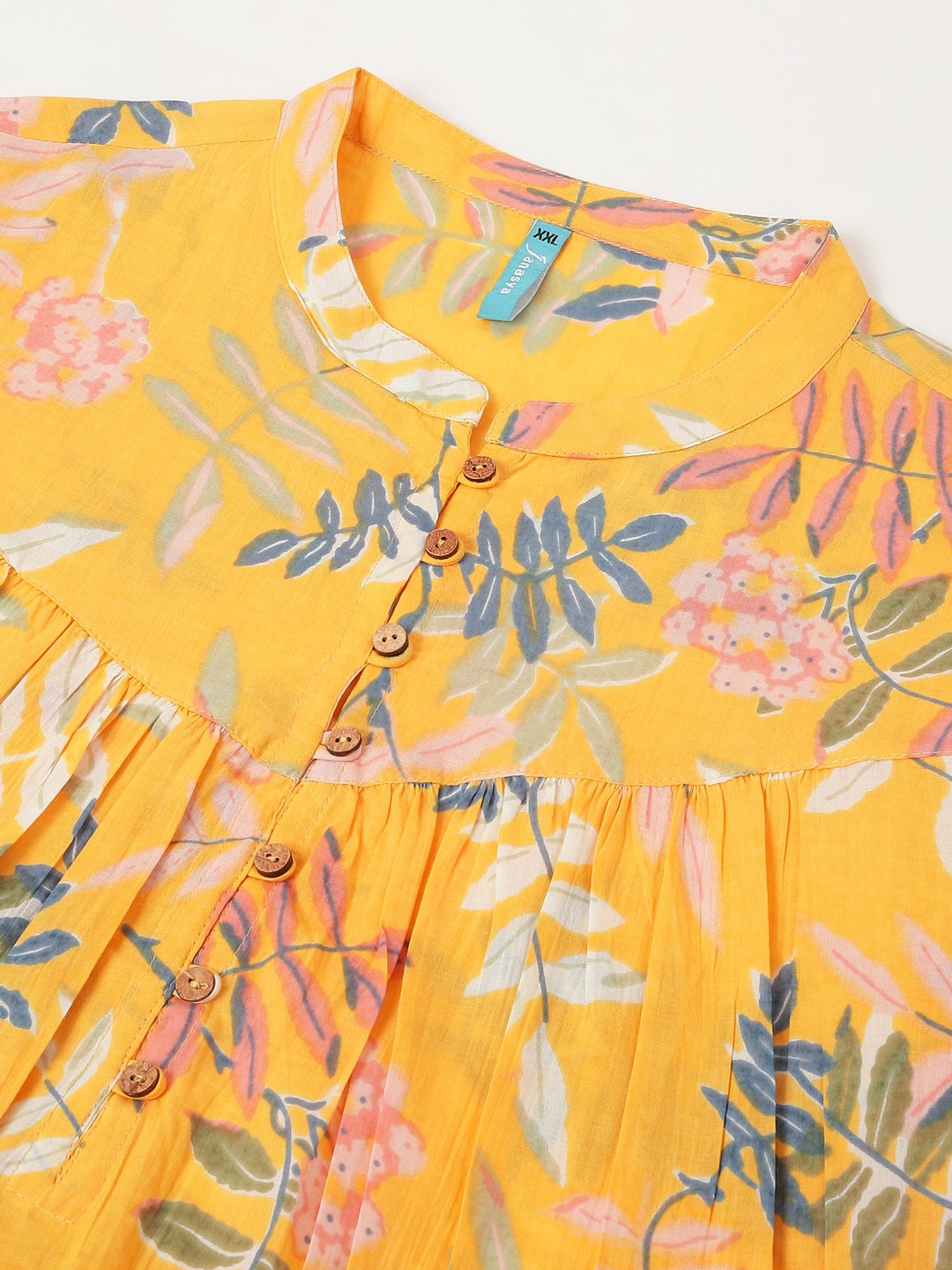 Janasya Light Cotton Tropical A-Line Tunic
