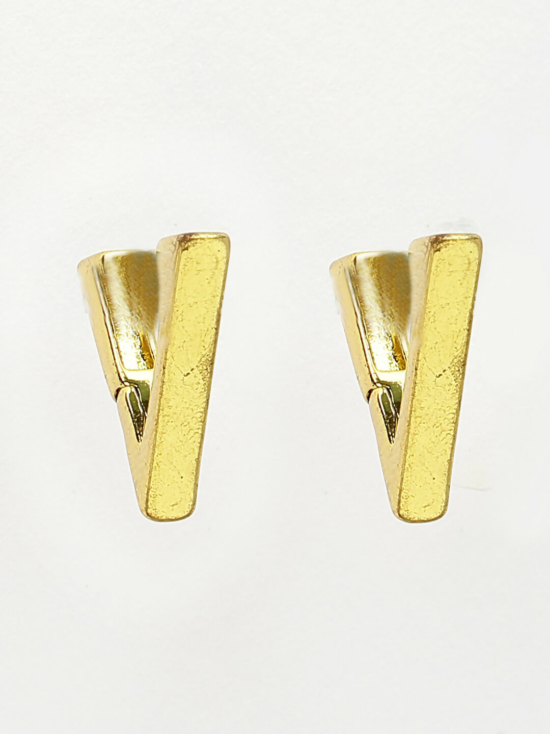 NVR Men's Gold-Plated Geometric Shape Stainless Steel Studs Earring - Distacart
