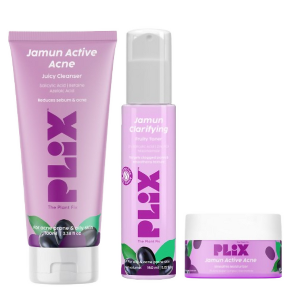 PLIX The Plant Fix Jamun Active Acne Regime With Cleanser, Toner & Moisturizer For Women & Men - Distacart