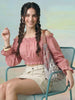 Janasya Blush Crop Cotton Top - Dista