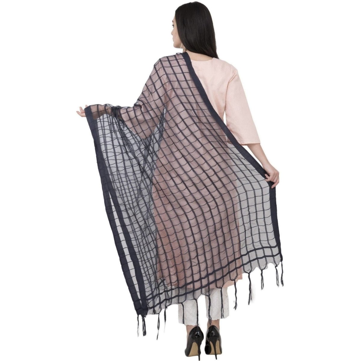 A R Silk Cotton square Regular Dupatta Color Navy Dupatta or Chunni