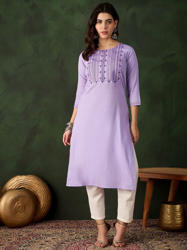 Sangria Embroidered Pure Cotton Straight Kurta