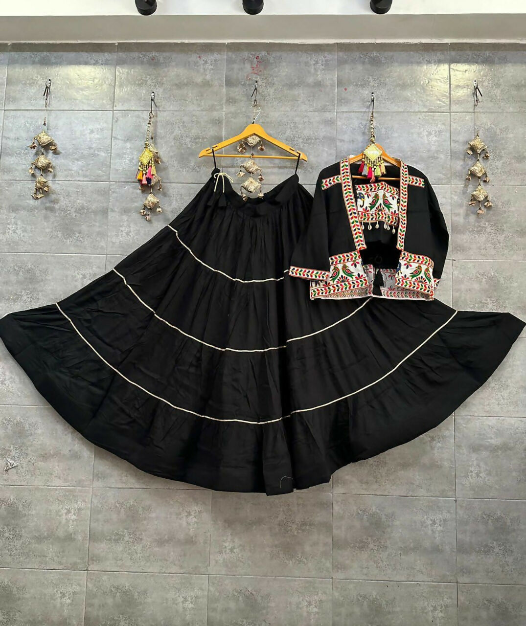 Preksha Creation Rayon Cotton Fabric Women Lehenga Choli - Black - Distacart