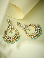 Thumbnail for Nuyug 22K Gold-Plated Kundan Stone Studded & Pearl Beaded Chandbalis