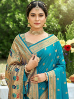 Thumbnail for Shree Shyam Fashion Sky Blue Soft Silk Saree - Dista