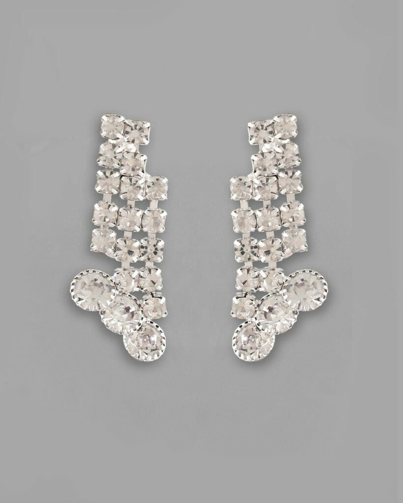 VOJ Silver Plated AD Stone Studded Necklace With Earrings Jewellery Set - Distacart