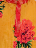 Thumbnail for Lil Drama Genda Phool Mustard Kurta and White Dhoti Set for Boys