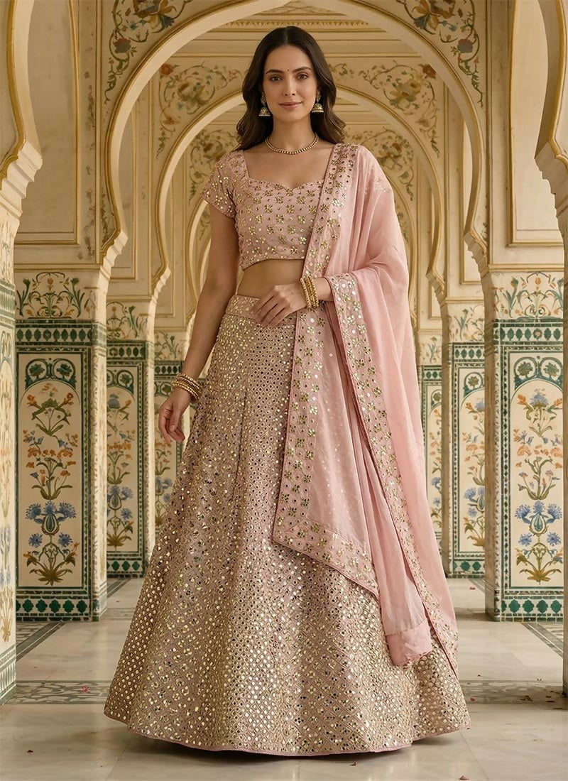 Lehenga Mart Baby Pink Faux Georgette Designer Bollywood Style Wedding Wear Lehenga Choli - Dista