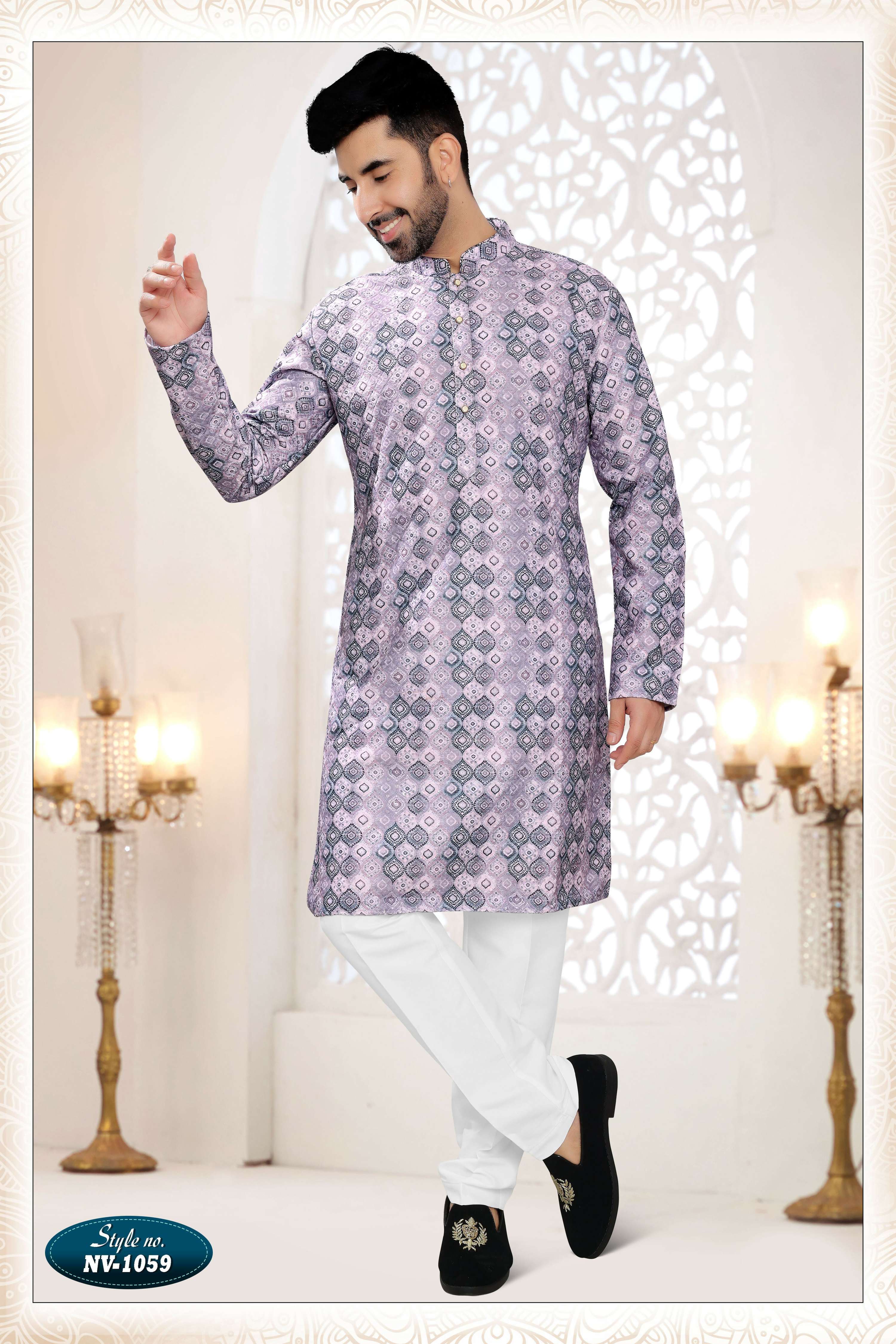 Joban Fashion Men's Purple Straight Silk Thread Embroidery All Over Kurta Set - Distacart