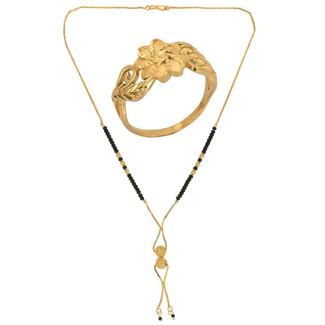 AanyaCentric Gold-plated Mangalsutra & Ring Set - Distacart