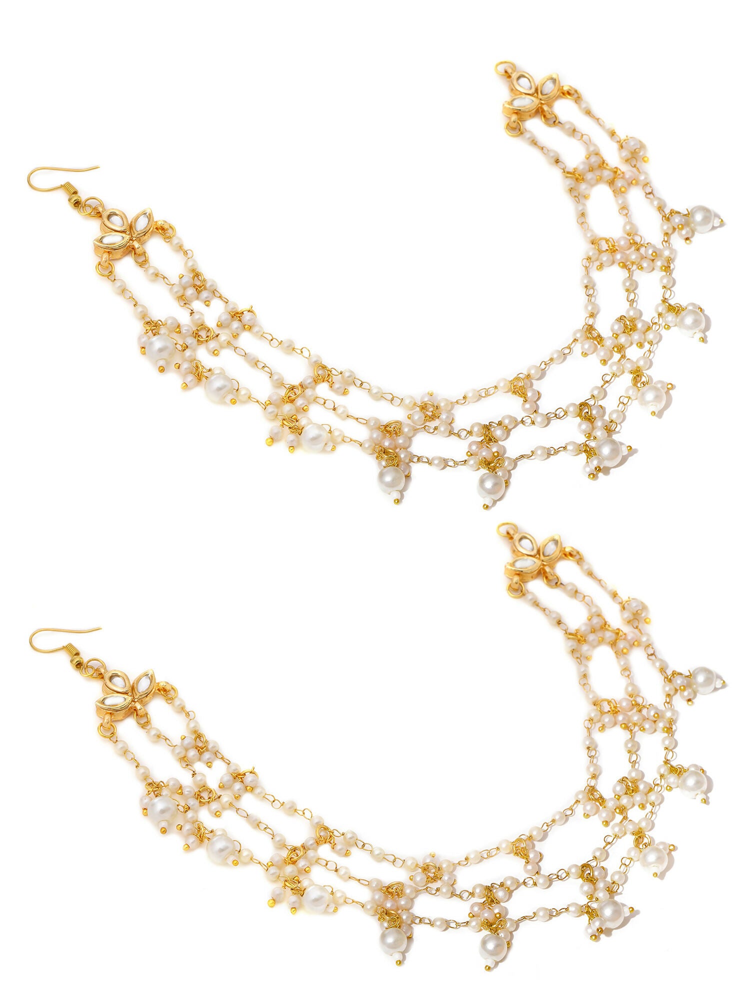 Ruby Raang Gold Pearl Ear Chains (set of 2)