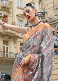 Thumbnail for Lovely Grey Polly Brasso Designer Saree - Emponline - Distacart