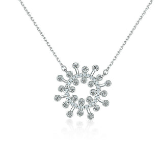 Cauer Moissanite Round Pendant Necklace in 925 Sterling Silver, White Gold Plated