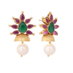 Thumbnail for Nuyug 22K Gold-Plated Pearl Drop Floral Shaped Stud Earrings - Distacart