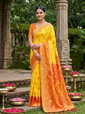 Shree Shyam Fashion Yellow Soft Silk Saree - Dista