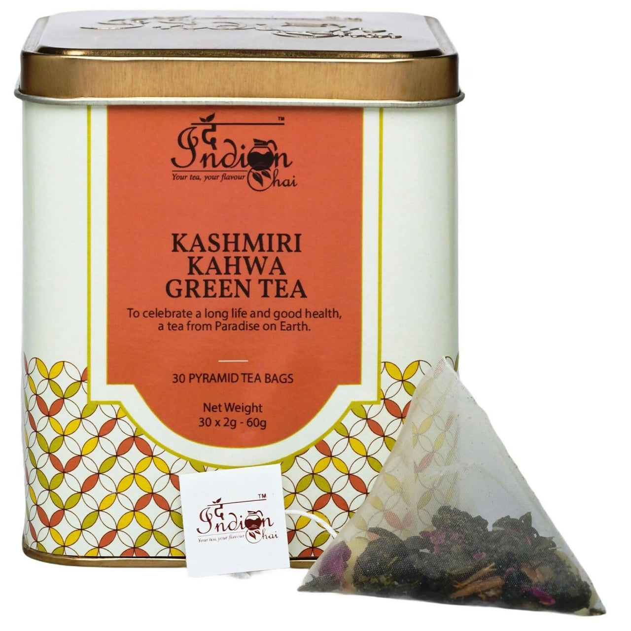 The Indian Chai - Kashmiri Kahwa Green Tea 30 Pyramid Bags - Distacart