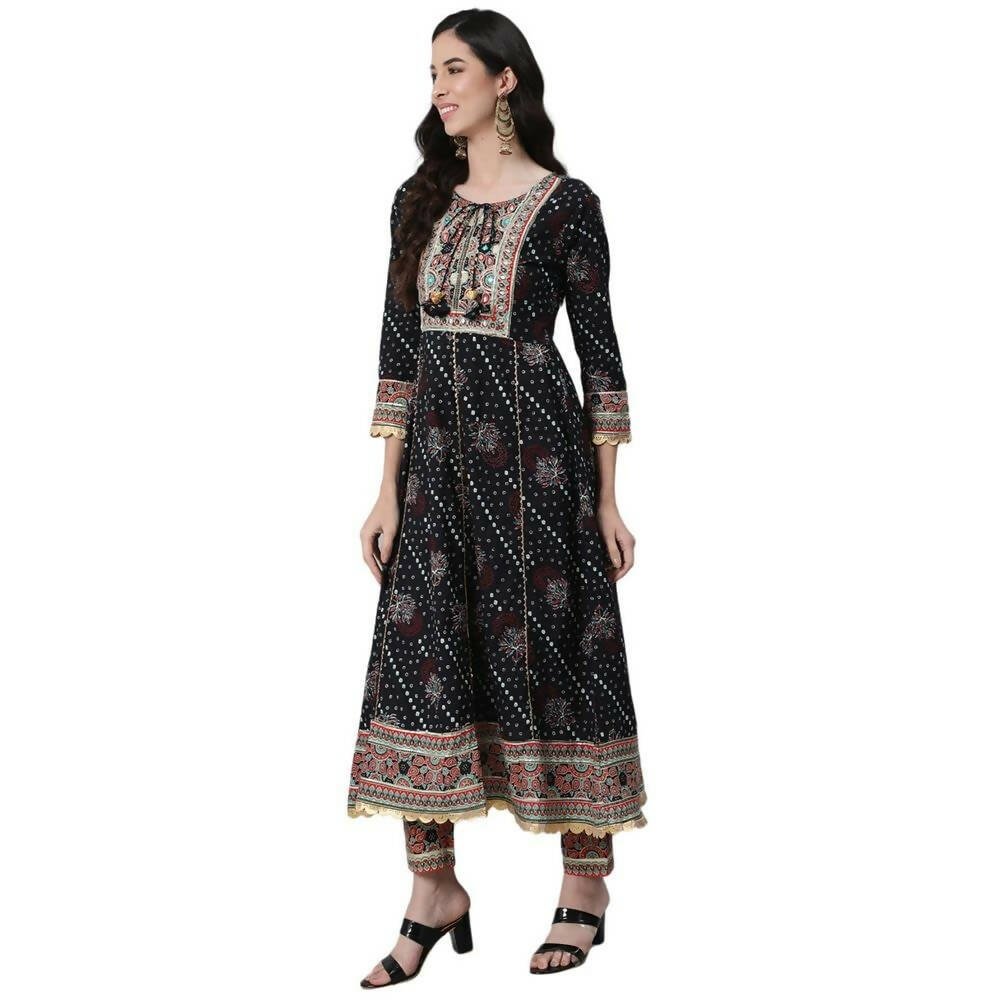 Anubhutee Women's Black Kurta Palazzo with Dupatta Set - Distacart