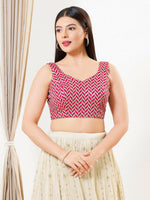Thumbnail for Joban Fashion Pink Silk Padded Blouse With Sweetheart Neck Sleeveless - Distacart