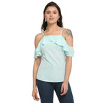 Thumbnail for Aastha Fashion Women's Mint Green Polyester Solid Casual Top - Distacart