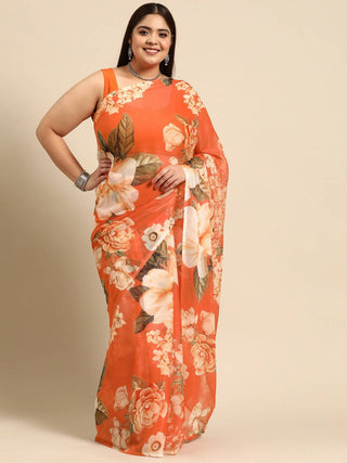 Ahalyaa Women's Traditional wear Saree - Orange - Distacart