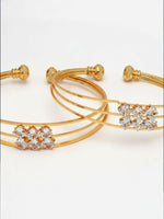 Thumbnail for NVR Women Set of 2 Gold Plated CZ Stone Adjustable Bangle - Distacart