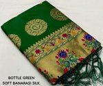 Thumbnail for Green Pure Silk Woven Design Saree with Unstitched Blouse - A2M