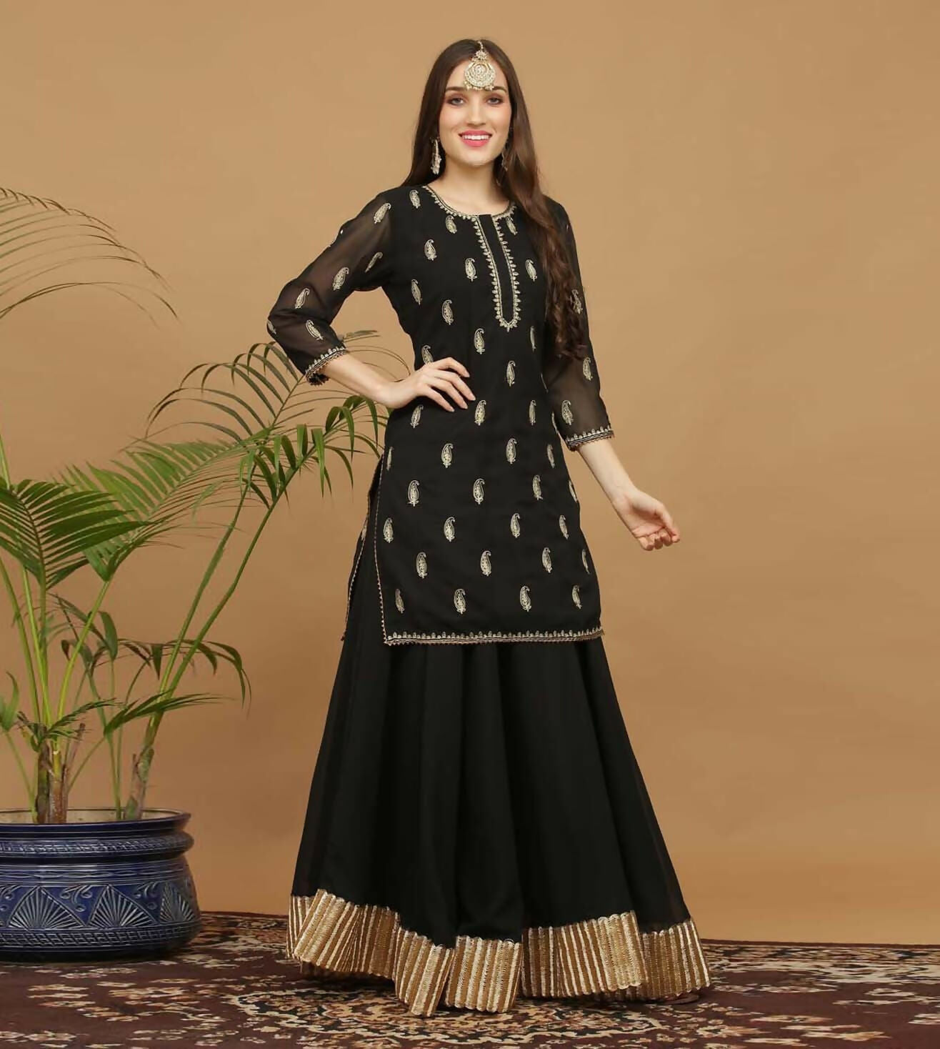 Joban Fashion Black Georgette Lehenga Set - Dista
