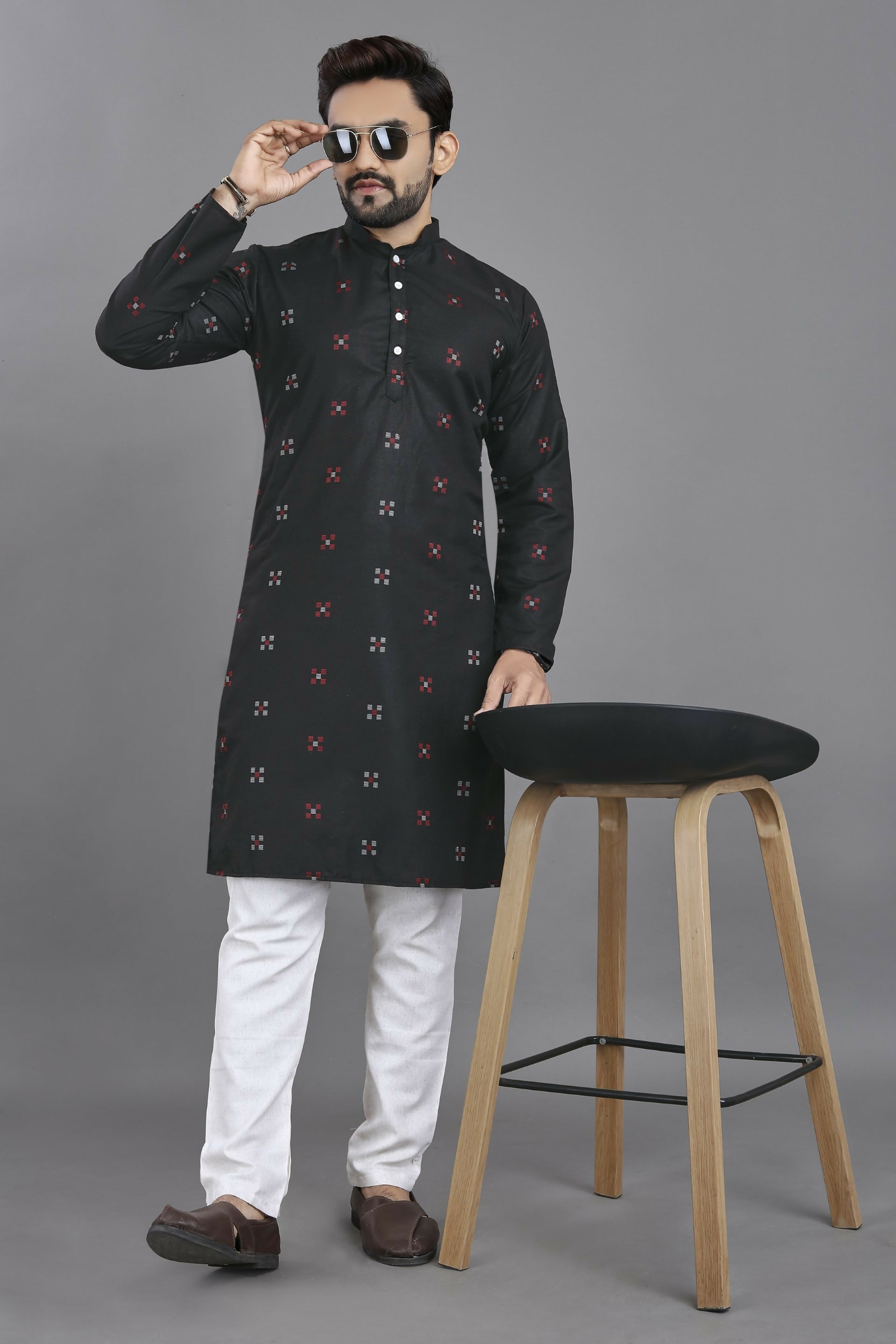 Anaita Black Weaving Linen Cotton Straight Kurta - Distacart