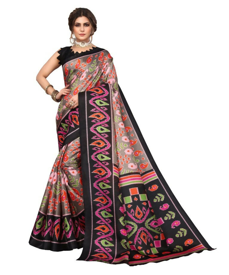 Vamika Black Printed Art Silk Saree - Distacart