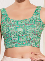 Thumbnail for Joban Fashion Sea Green Viscose Rayon Padded Blouse With Square Neck Sleeveless - Distacart