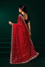 Thumbnail for Joban Fashion Red Net Party Wear Sarees - Distacart