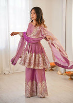 Thumbnail for Teeya Creation Baby Pink Color Fendy Satin Silk Embroidery Work Party Wear Salwar Suit - Distacart
