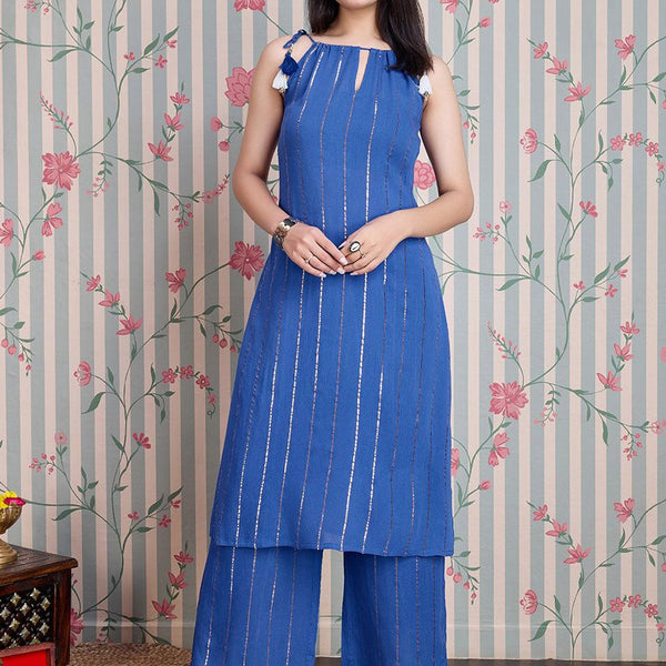 Ode by House of Pataudi Straight Kurta with Palazzos - Distacart